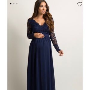 Pink Blush maternity lace&chiffon evening gown